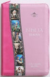 Biblia Reina Valera 60 Héroes bitono rosa/rosa manual imitación piel con cierre 12.5P