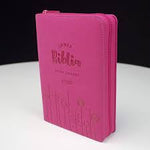 Biblia NVI chica imitación piel fucsia letra grande con cierre