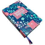 Biblia Reina Valera 60 mediana flores canto bronce letra grande PJR