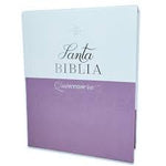 Biblia Reina Valera 60 chica quinceañera lila/blanco imitación piel con cierre e índice 10P