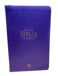 Biblia Reina Valeria 60 Clásica morada imitación piel, cierre, índice, manual 12.5P PJR