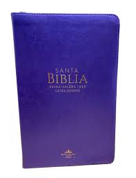 Biblia Reina Valeria 60 Clásica morada imitación piel, cierre, índice, manual 12.5P PJR