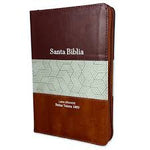 Biblia Reina Valera 60 manual imitación piel tricolor marrón beige café con cierre e índice 12.5P