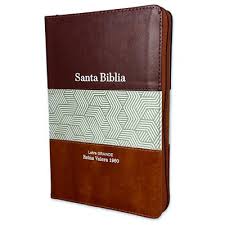 Biblia Reina Valera 60 manual imitación piel tricolor marrón beige café con cierre e índice 12.5P