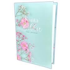 Biblia Reina Valera 60 Flex cover flores turquesa imitación piel manual 12.5P PJR