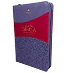 Biblia Reina Valera 60 Clásica tamaño manual letra grande bitono lila/fucsia imitación piel, cierre, índice 12.5P PJR
