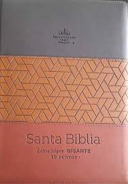 Biblia Reina Valera 60 Tricolor letra gigante imitación piel marrón café oscuro con cierre e índice 19P