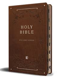 Biblia KJV letra gigante marrón imitación piel con índice letra gigante 14P