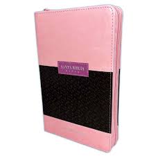 Biblia Reina Valera 60 Clásica Abba rosa/café imitación piel con cierre, índice, manual 12.5P PJR