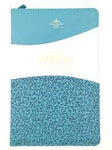 Biblia Reina Valera 60 manual clásica imitación piel bitono turquesa/blanco con cierre e índice 12.5P PJR