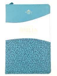 Biblia Reina Valera 60 manual clásica imitación piel bitono turquesa/blanco con cierre e índice 12.5P PJR