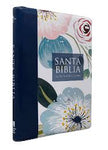 Biblia Reina Valera 60 letra grande flores azul con cierre e índice 19P PJR