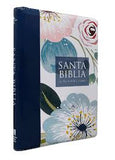 Biblia Reina Valera 60 letra grande flores azul con cierre e índice 19P PJR
