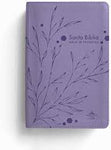 Biblia Reina Valera 60 de promesas manual flores violeta Imitación piel letra grande y cierre 12 ptos.