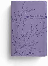 Biblia Reina Valera 60 de promesas manual flores violeta Imitación piel letra grande y cierre 12 ptos.