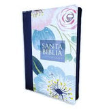 Biblia Reina Valera 60 letra grande flores azul con cierre e índice 19P PJR