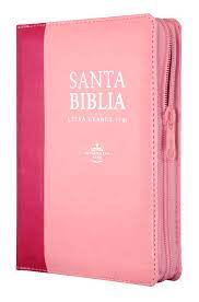 Biblia Reina Valera 60 chica letra grande rosa rosa con índice y cierre 11 P PJR