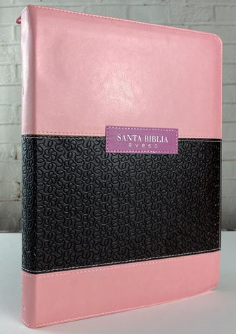 Biblia Reina Valera 60 clásica Abba rosa café imitación piel con cierre e índice letra super gigante 19P PJJR