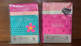 Biblia Reina Valera 60 Primor fucsia/blanco/rosa con corazones imitación piel con cierre BL 8.5P