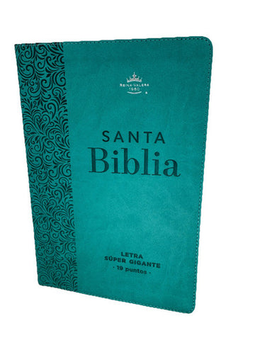 Biblia Reina Valera 1960 compacto turquesa floral Imitación Piel con cierre 12P