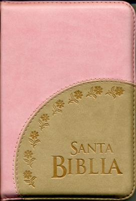 Biblia manual rosa con beige rvr45czlg palabras de Jesús en rojo