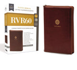 Biblia Reina Valera 60 letra súper gigante Leather soft café con índice y cierre