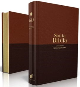 Biblia Reina Valera 60 cafe marron Piel canto dorado