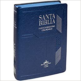 Biblia Reina Valera 60 chica vinil azul con indice fuente de bendiciones