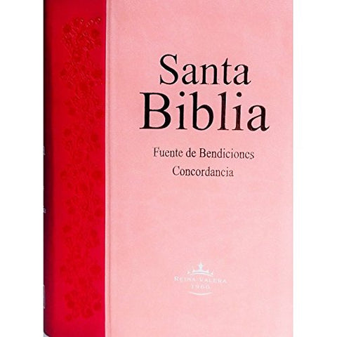 Biblia Reina Valera compacta letra mediana fuente bendiciones índice Rosa fuerte y fucsia