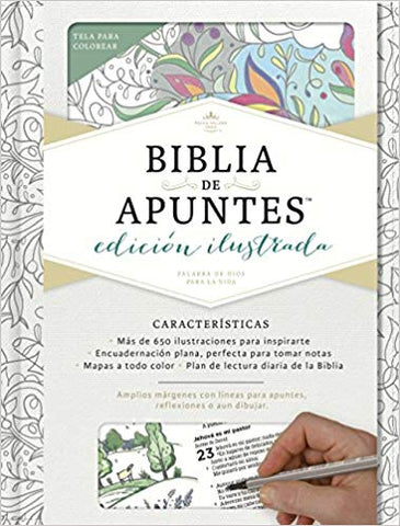 Biblia Reina Valera 60 de apuntes edición ilustrada blanco en tela para colorear