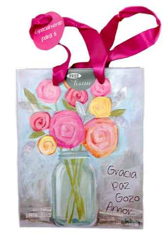 Bolsa de regalo chica flores en vaso