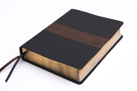 Biblia Reina Valera 60 de estudio Spurgeon negro marrón símil piel