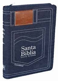 Biblia Reina Valera 60 Tamaño Manual letra grande Jeans Azul