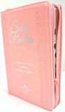 Biblia Reina Valera 60 letra grande con cierre e índice imitación Piel Rosa PJR