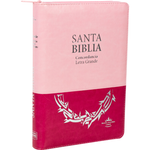 Biblia Reina Valera 60 letra Grande imit. piel con cierre  con indice Rosa/fucsia