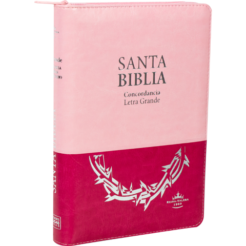 Biblia Reina Valera 60 letra Grande imit. piel con cierre  con indice Rosa/fucsia