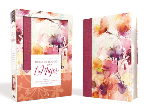 Biblia NVI de estudio para la mujer piel y tela fucsia