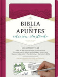Biblia Reina Valera 60 de apuntes edición ilustrada símil piel rosado