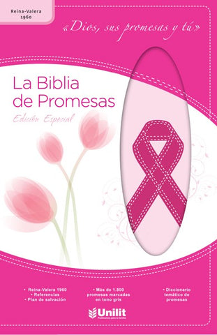 Biblia Reina Valera 60 de Promesas Piel Rosa Cáncer