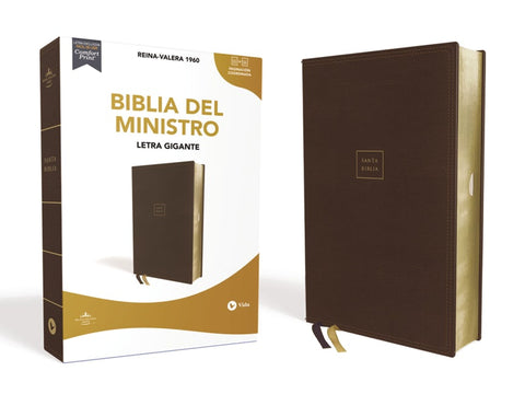 Biblia Reina Valera 60 del Ministro letra grande Leathersoft café interior a dos colores
