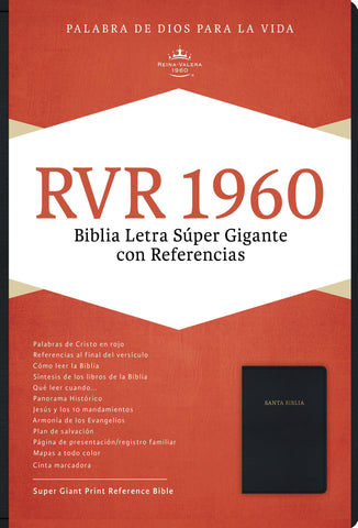 Biblia Reina Valera 60 súper gigante imitación piel negro concordancia 16 PTS