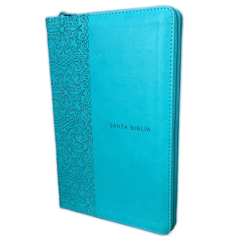 Biblia Reina Valera 60 letra grande tamaño manual aguamarina