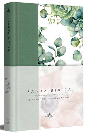 Biblia Reina Valera 60 letra grande tapa dura tela verde flores 10.5P