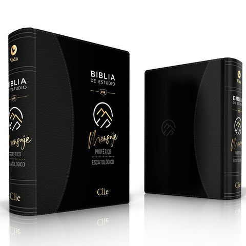 Biblia de estudio RVR77 del mensaje profético y escatológico leathersoft negra con índice