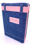 Biblia Reina Valera 60 Jean letra grande cinturón rosa