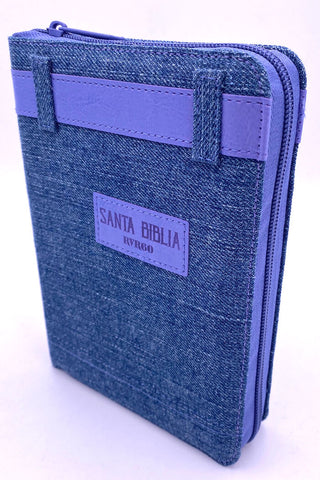 Biblia Reina Valera 60 Letra grande portátil Jean cierre índice cinturón lila