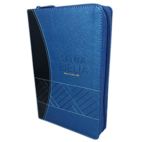 Biblia Letra Grande con Cierre RV1960: imit. piel azul y negro