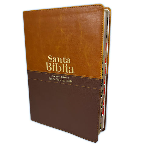 Biblia Letra Súper Gigante RV1960, imit. piel café con índice