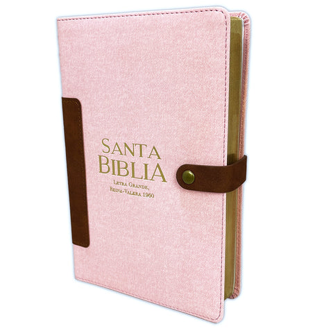 Biblia Letra Grande Reina Valera 60, vintage broche rosa