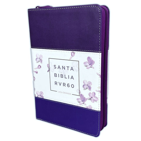 Biblia Reina Valera 60 letra grande lila blanco morado